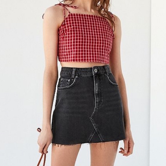 urban outfitters black denim skirt